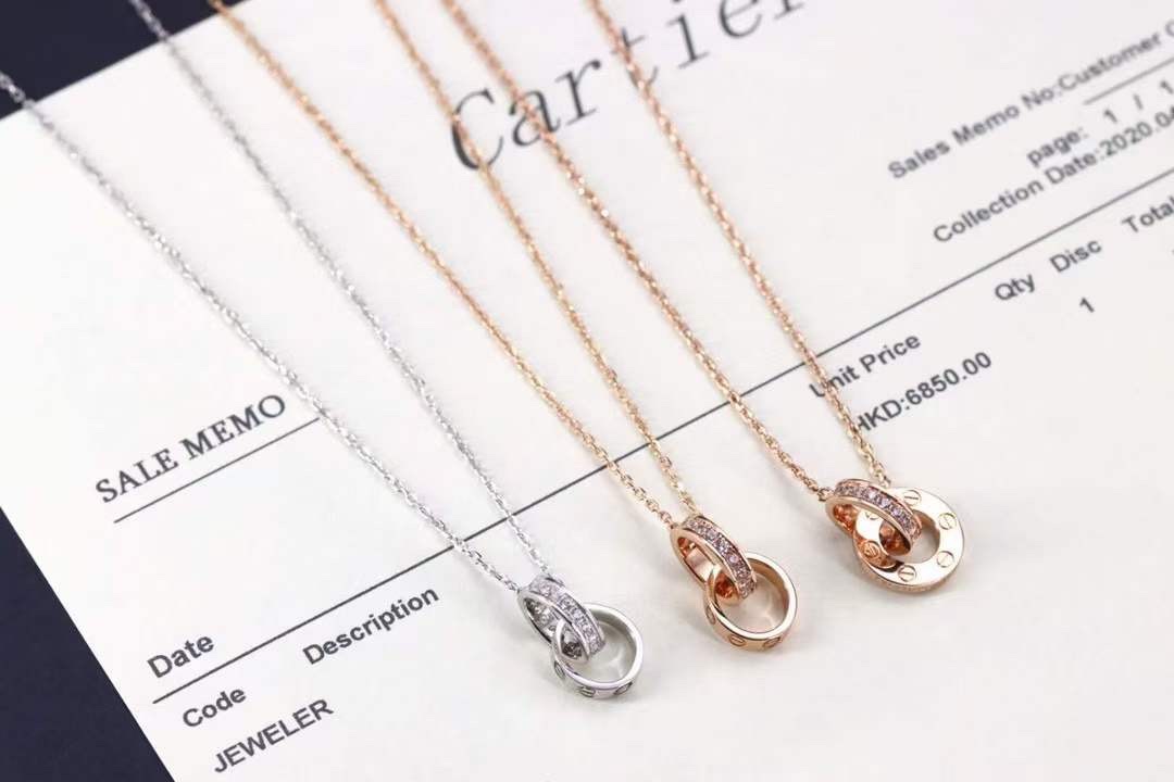 Cartier 卡家 LOVE满钻螺丝双环 锁骨项链