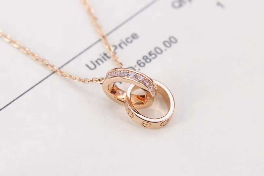 Cartier 卡家 LOVE满钻螺丝双环 锁骨项链