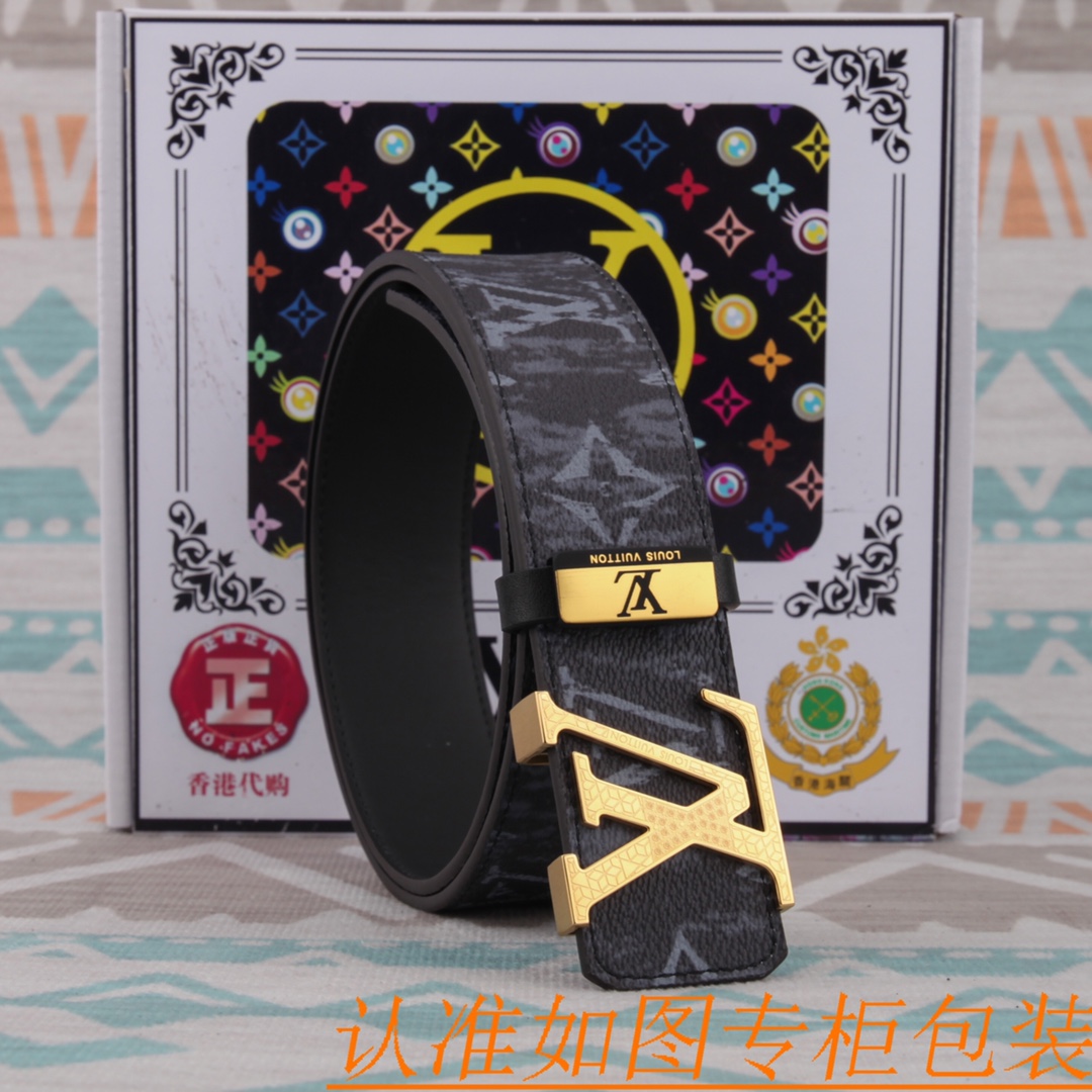 腰带皮带LV路易威登原单牛皮皮带男款