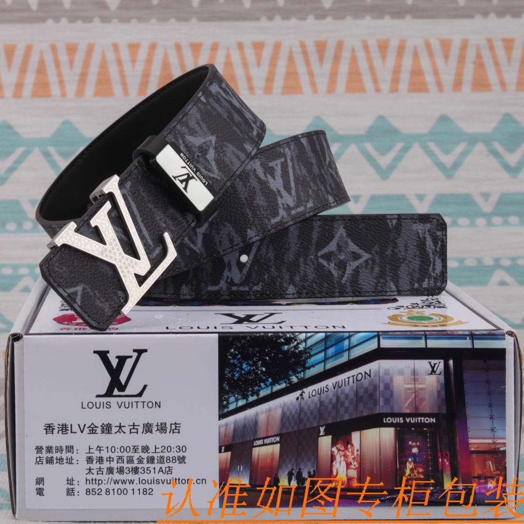 腰带皮带LV路易威登原单牛皮皮带男款
