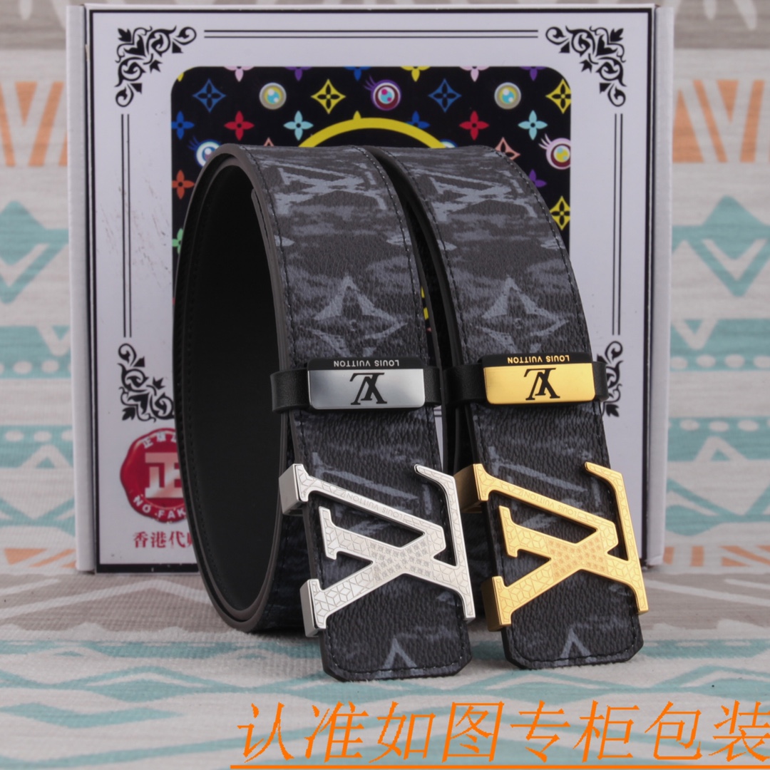 腰带皮带LV路易威登原单牛皮皮带男款