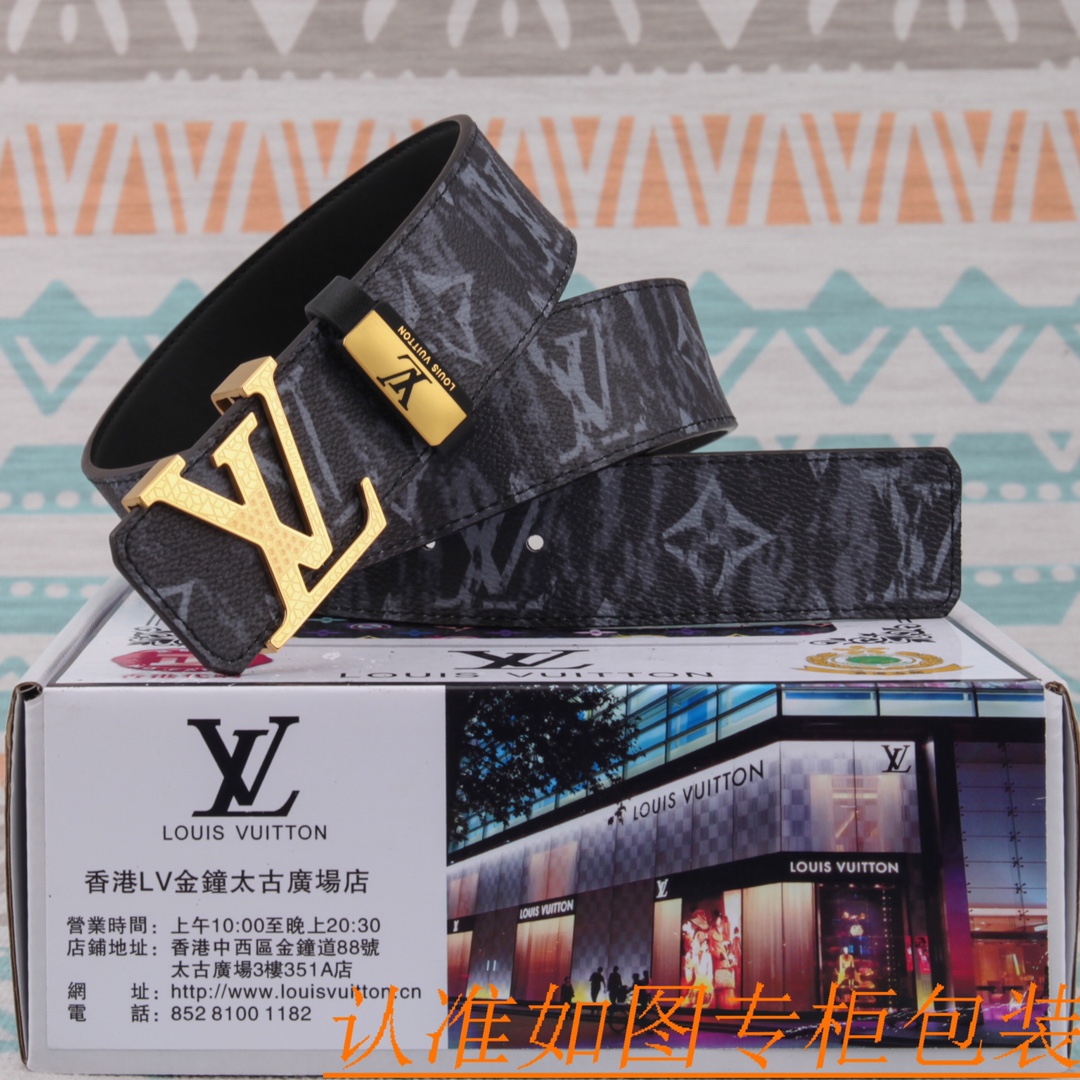 腰带皮带LV路易威登原单牛皮皮带男款