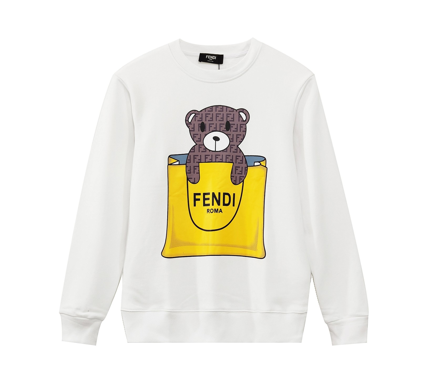 140 FENDI/芬迪2021ss早秋新款口袋小熊趣味情侣圆领卫衣