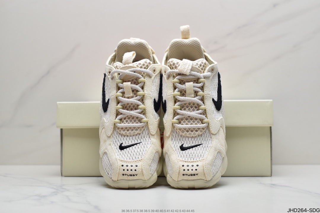 190 Stussy斯图西 x Nike Air Zoom Spiridon Caged 2斯皮里慢跑鞋“乳白黑麻布”CQ5486-200