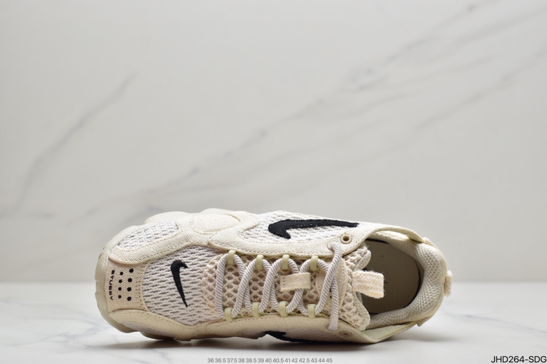 190 Stussy斯图西 x Nike Air Zoom Spiridon Caged 2斯皮里慢跑鞋“乳白黑麻布”CQ5486-200