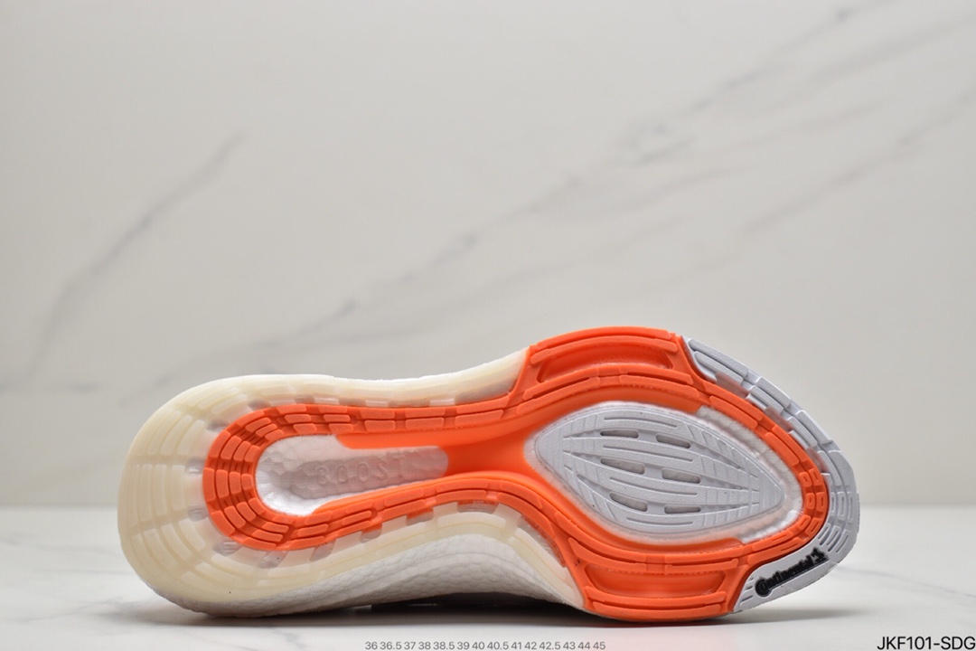 165 Adidas Ultra Boost 2021”Grey/Orange/Black”UB2021版袜套式针织鞋面休闲运动慢跑鞋“浅灰橙黑”FY0375
