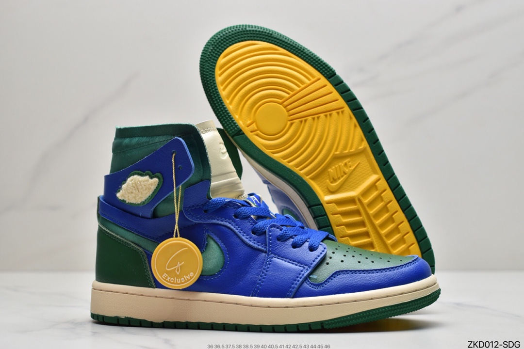 270 乔丹Air Jordan 1 Zoom AJ1 蓝绿加州乔丹一代高帮经典复古文化休闲运动篮球鞋DJ1199-400