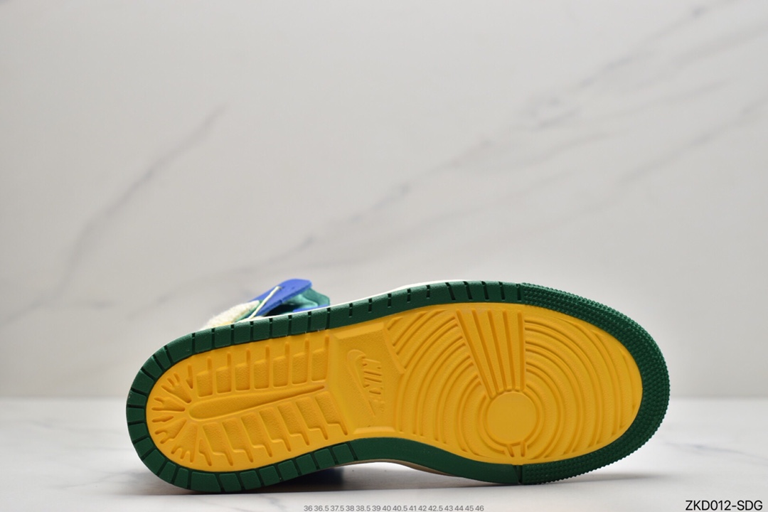 270 乔丹Air Jordan 1 Zoom AJ1 蓝绿加州乔丹一代高帮经典复古文化休闲运动篮球鞋DJ1199-400