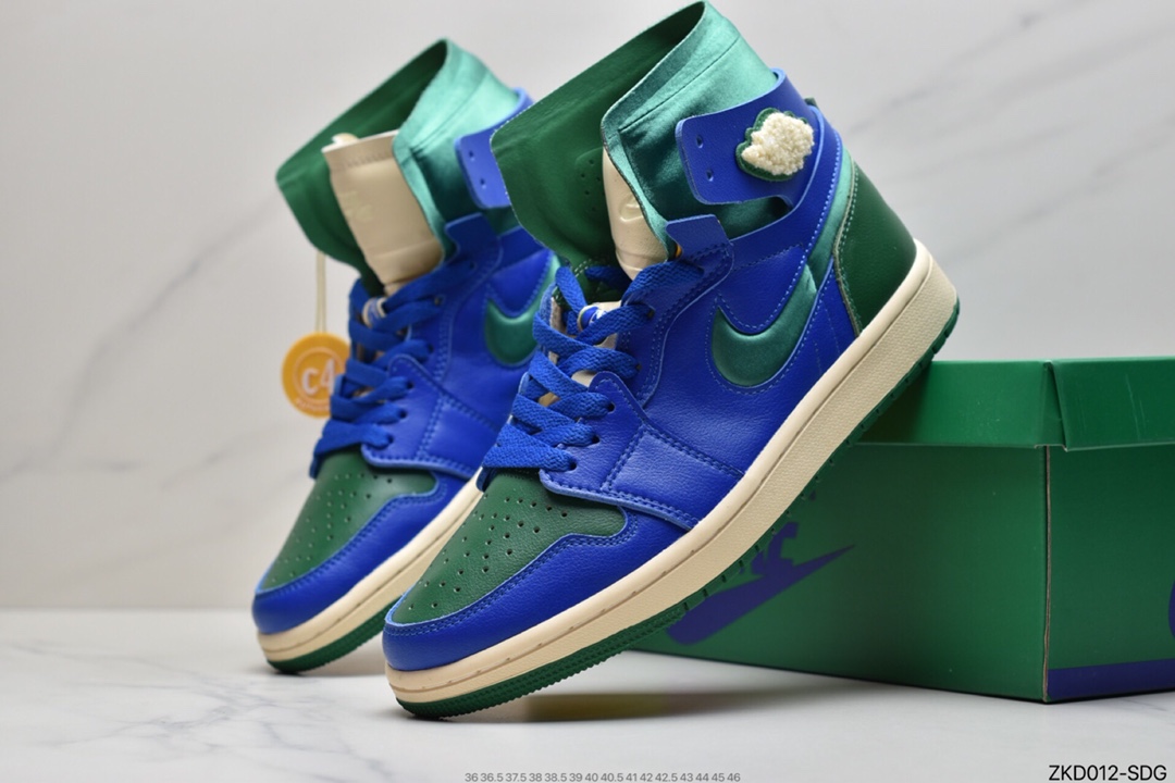 270 乔丹Air Jordan 1 Zoom AJ1 蓝绿加州乔丹一代高帮经典复古文化休闲运动篮球鞋DJ1199-400