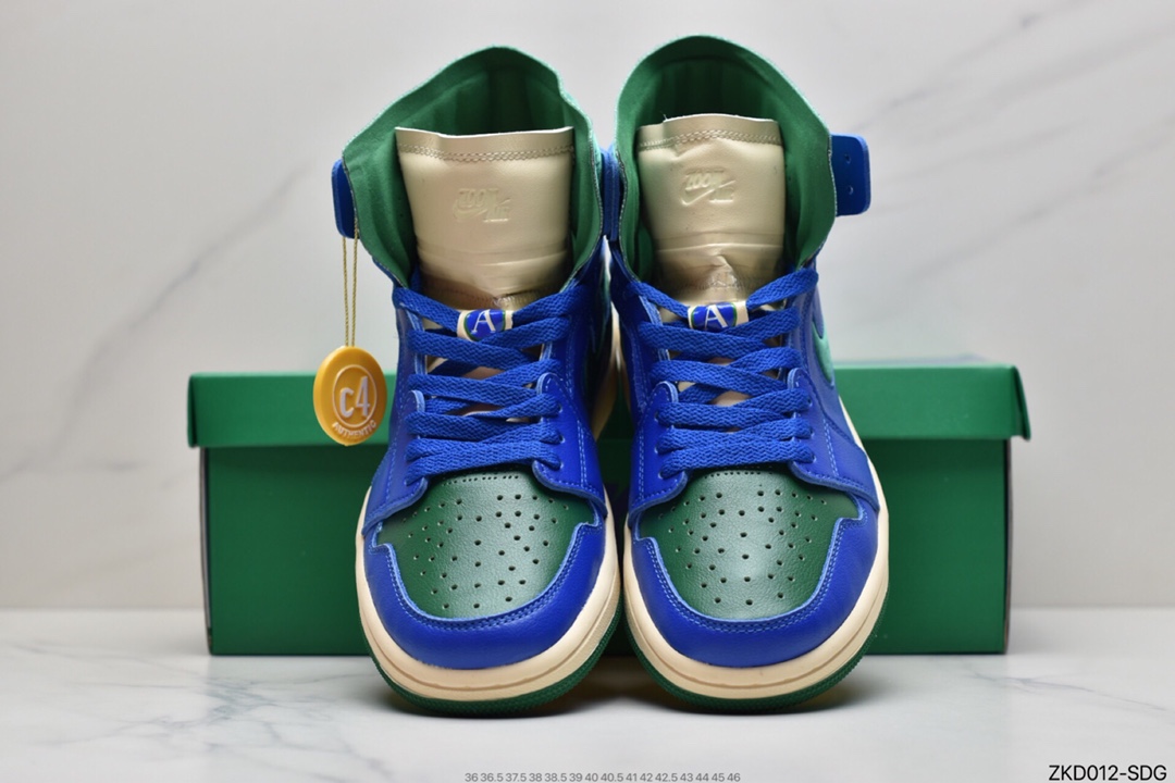 270 乔丹Air Jordan 1 Zoom AJ1 蓝绿加州乔丹一代高帮经典复古文化休闲运动篮球鞋DJ1199-400