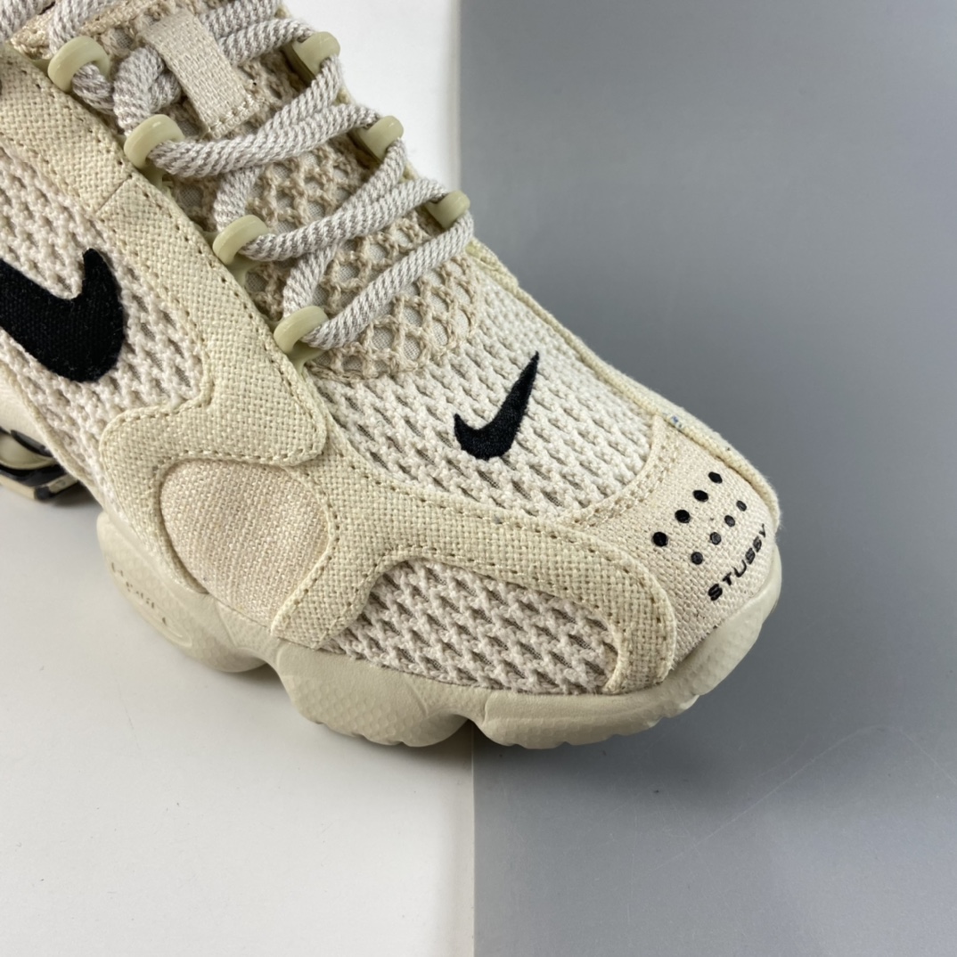 P200  Stussy x Nike Air Zoom Spiridon Caged 2斯皮里慢跑鞋“乳白黑麻布”CQ5486-200