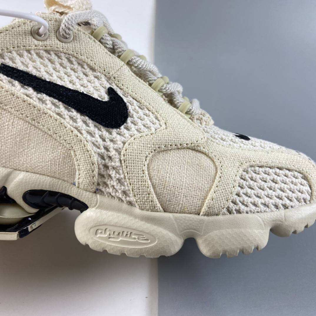 P200  Stussy x Nike Air Zoom Spiridon Caged 2斯皮里慢跑鞋“乳白黑麻布”CQ5486-200