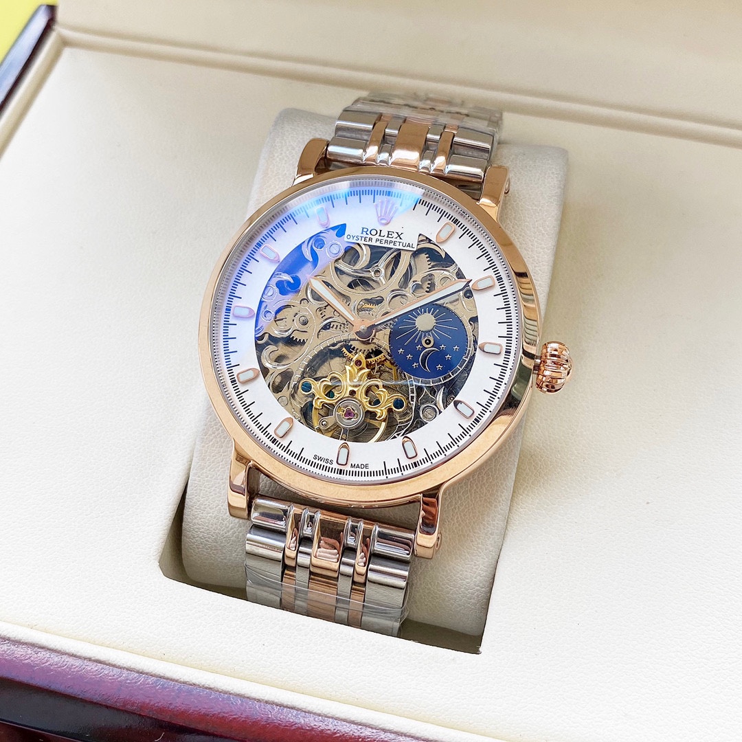 经典镂空 优雅气质 劳力士 Rolex -ROLEX 男士腕表 全自动机芯 矿物强化玻璃 316L精钢表壳 精钢/真皮表带 时尚大方 商务必备 尺寸:直径42mm 厚度12mm