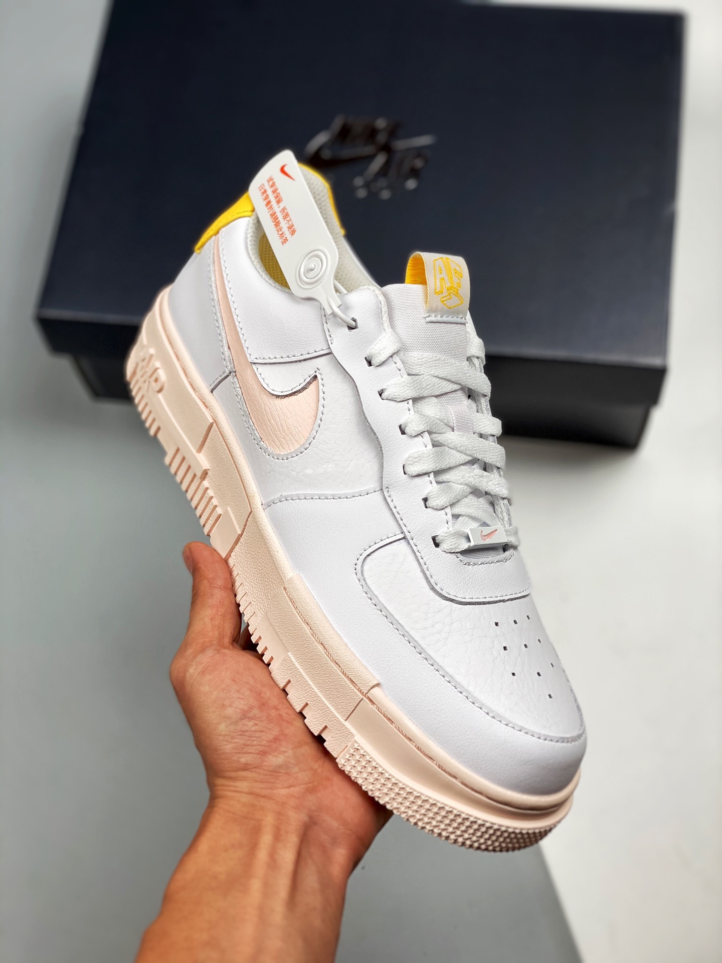 Air Force 1 píxeles naranja ártico, horma y cartón originales, estilo auténtico de Air Force, enfocado en canal de come…
