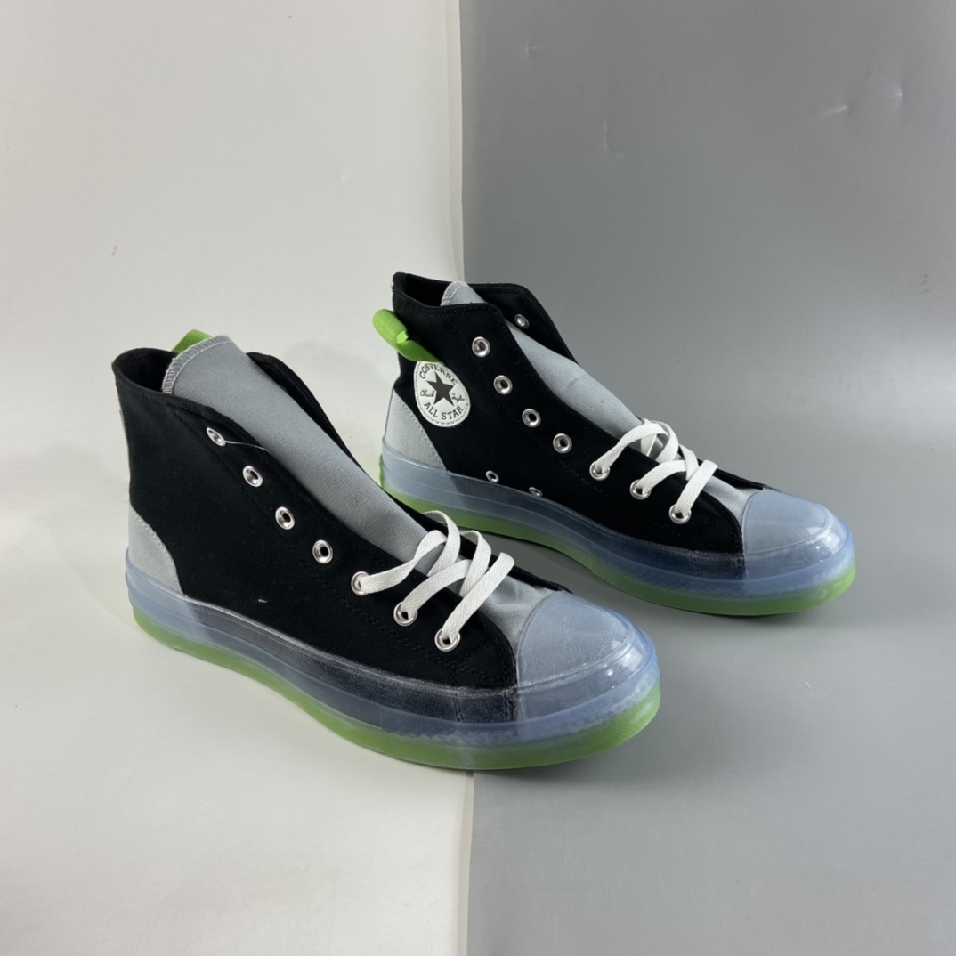 P160  CONVERSE Chuck Taylor All Star CX中性水晶果冻底绿色撞色帆布高帮鞋170834C