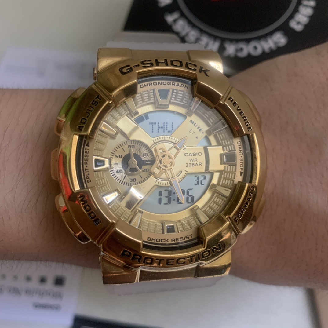 Casio envío incluido serie gm-110 fotos reales del número 6 caja dorada con gel transparente