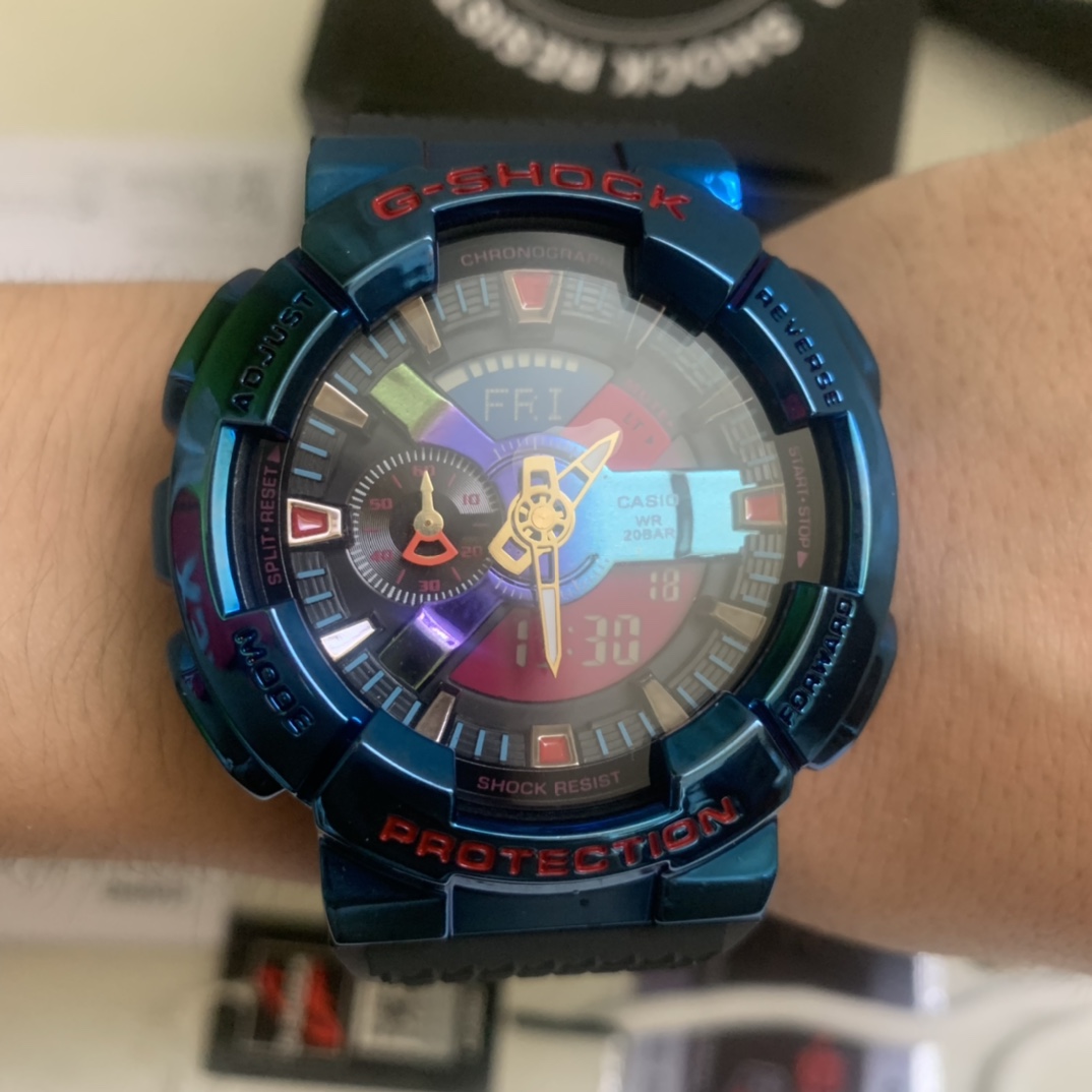 Casio envío incluido serie gm-110 fotos reales del número 7 nuevo negro y púrpura