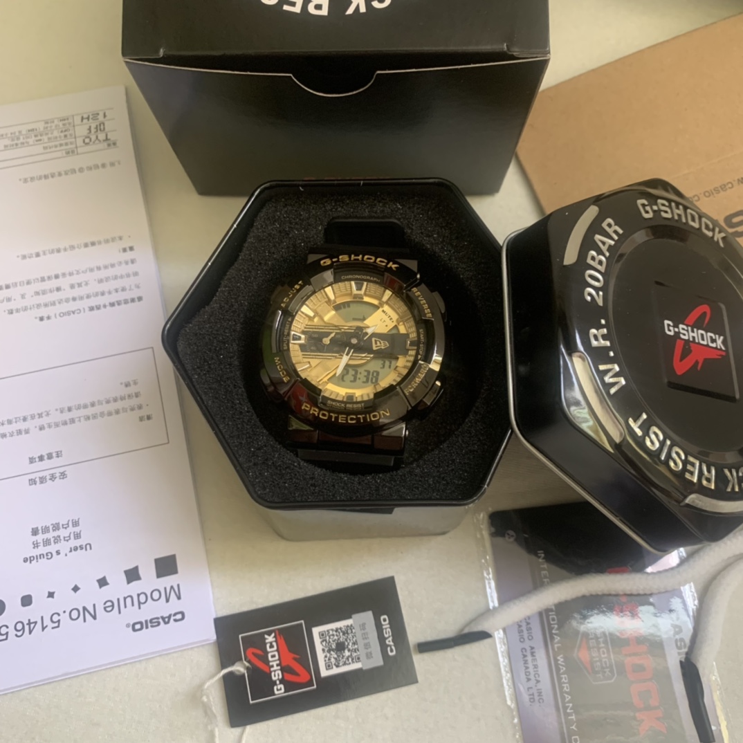 Casio envío incluido serie gm-110 fotos reales del número 8 nuevo negro y dorado