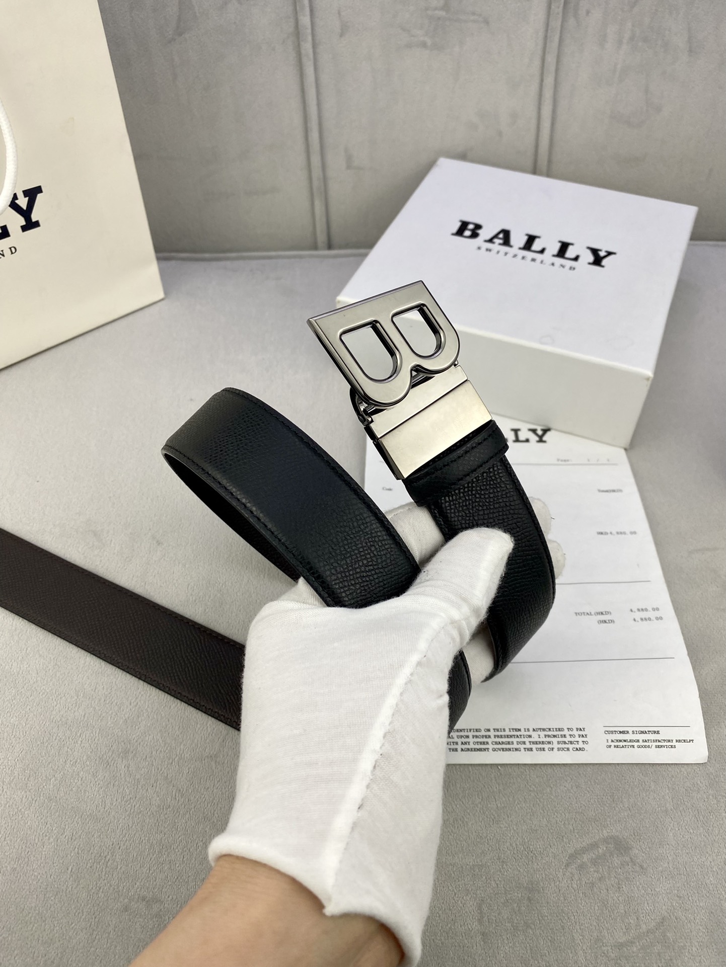 Authentic BALLY Barley Belts: 3.5cm Wide, Gold/Silver Buttons, Trim as Needed - 图片 2