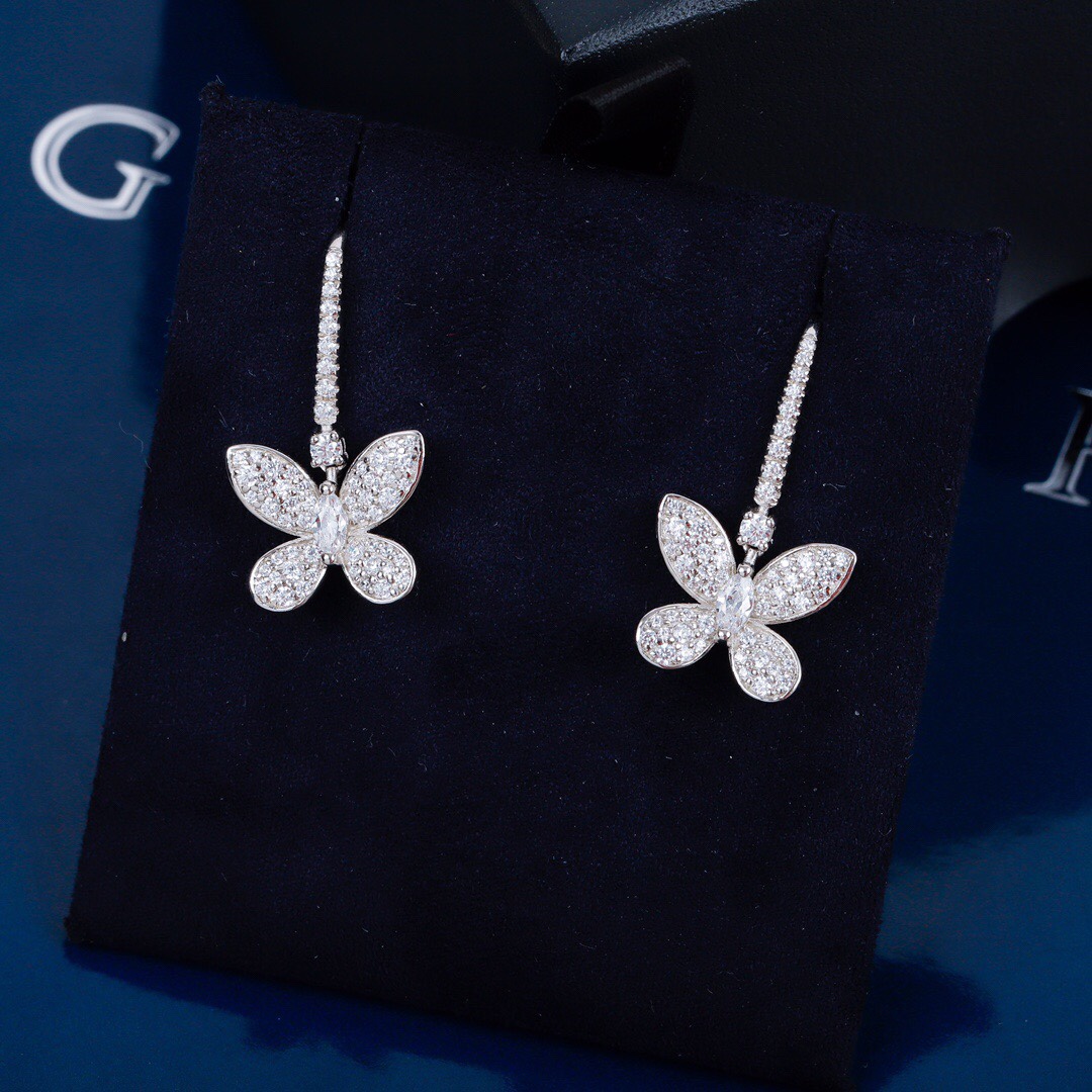 NO:102651,GRAFF Graf Butterfly earrings Full diamond high-end version S925 sterling silver material Thick gold electroplating with logo, Graf, pure silver19860909GRAFF 格拉芙 蝴蝶耳钉 满钻高版本 S925纯银材质 厚金电镀 带logo,格拉芙,pure silver,Jewelry