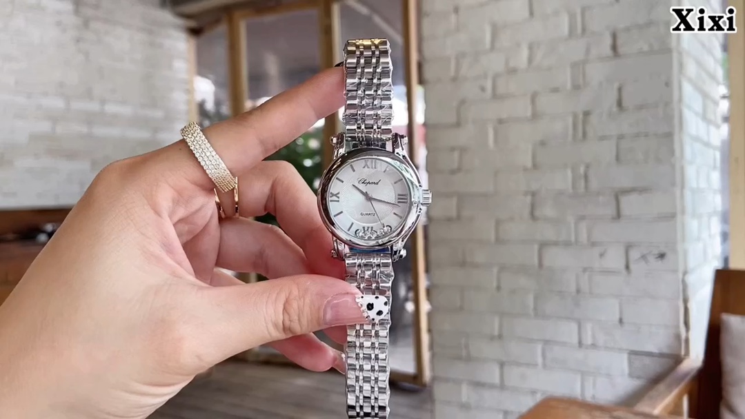 Chopard Happy Sport Stainless Steel Watch with Floating Diamonds, Silver Dial