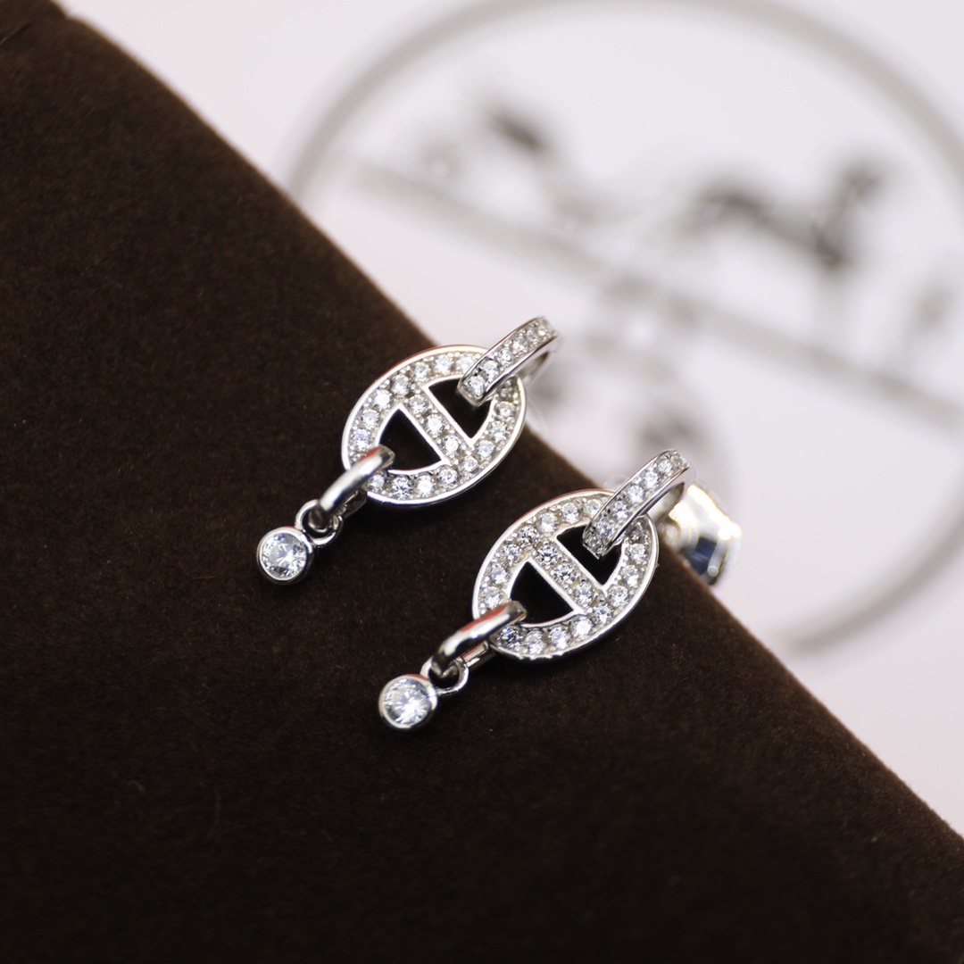 NO:101148,Necklace, Hermes, pig nose, full diamond necklace, sterling silver, Hermes, hermes, necklace, pure silver19860909项链耳钉爱马仕猪鼻子满钻项链,纯银,爱马仕耳钉爱马仕项链,hermes,necklace,pure silver,Jewelry