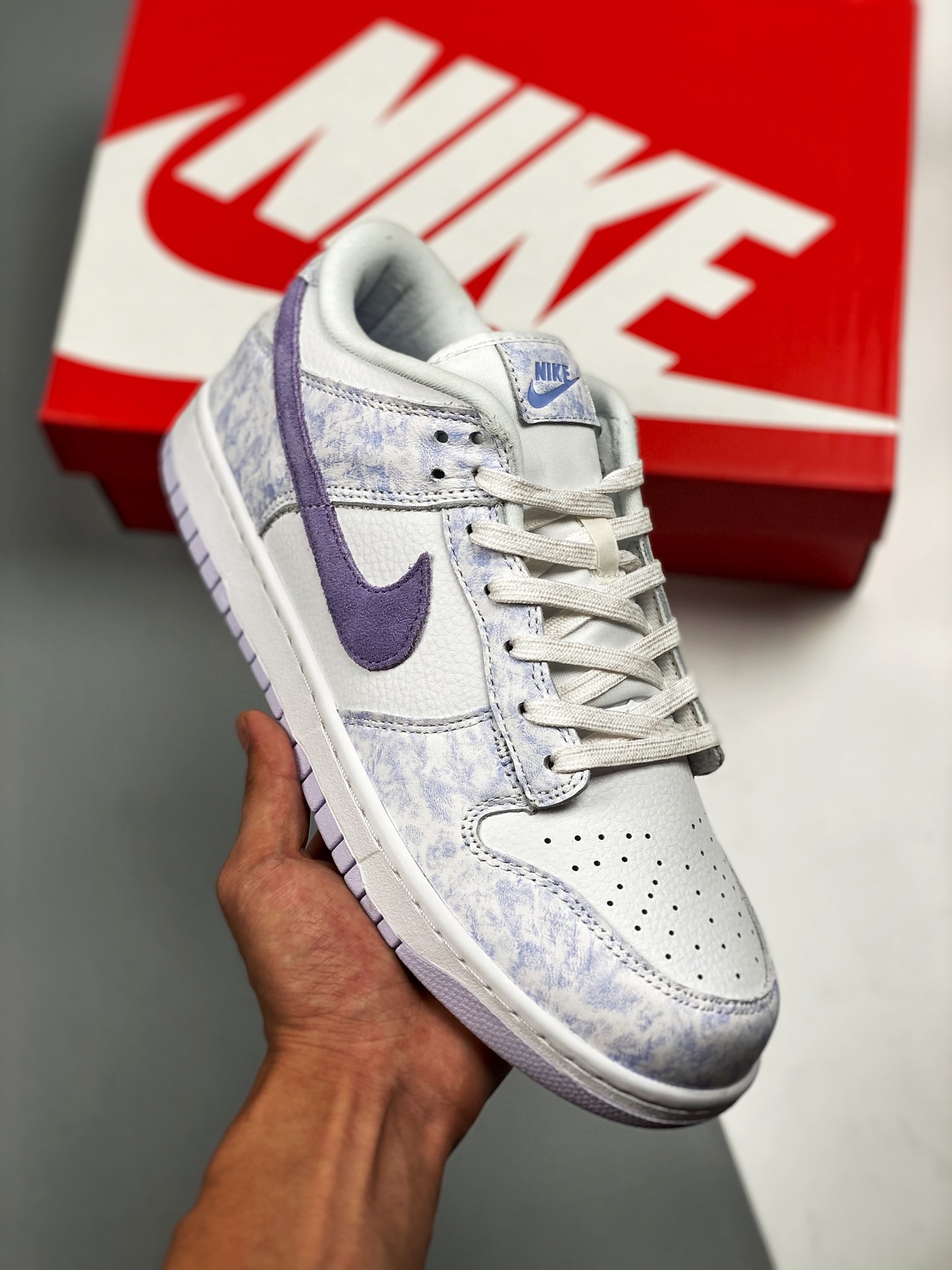 Nike Dunk Low "purple pulse" Blanco Púrpura Material de capa superior original, procesamiento de destilación con forma …