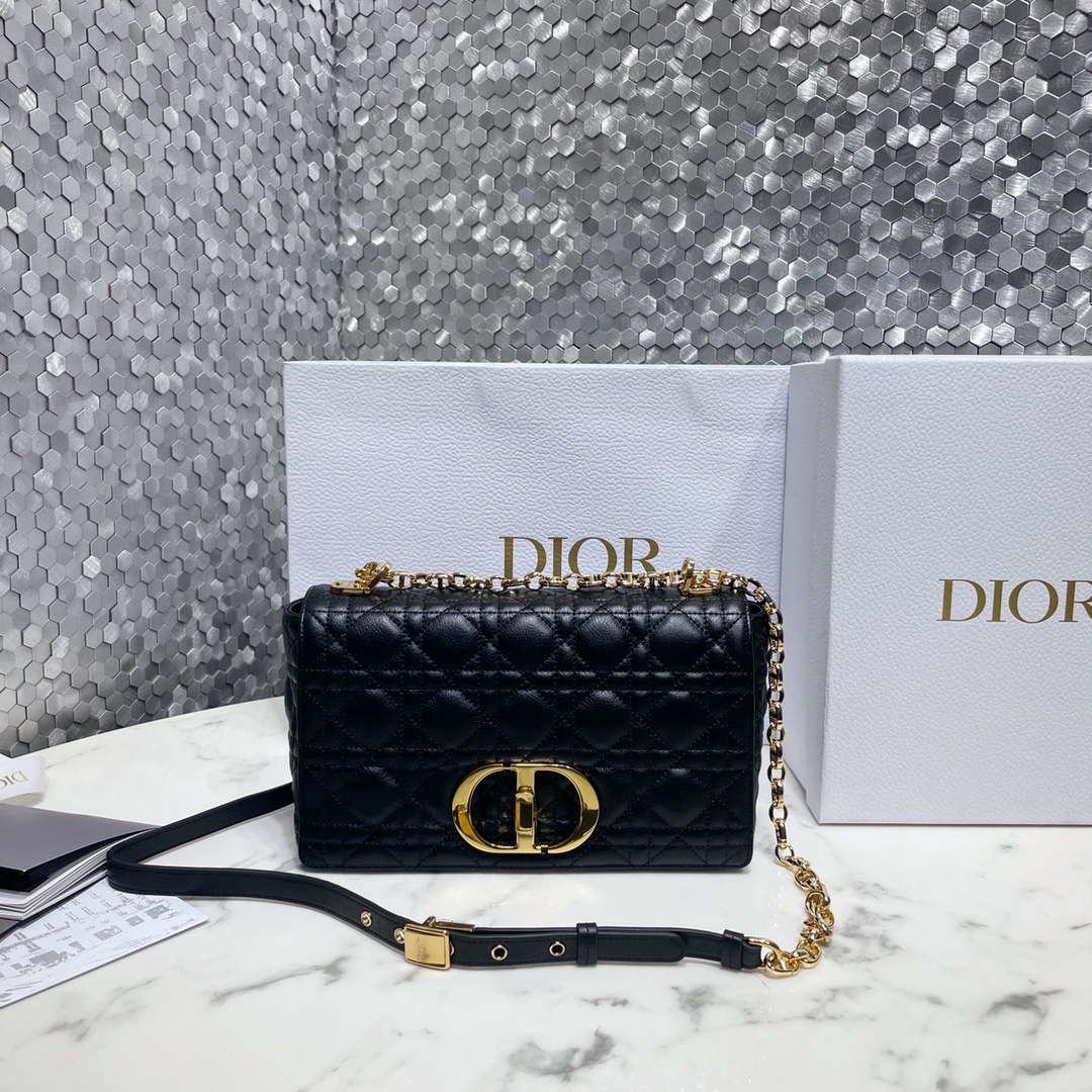 Dior Caro Cheap
 Bags Handbags Gold Embroidery Vintage Cowhide Chains