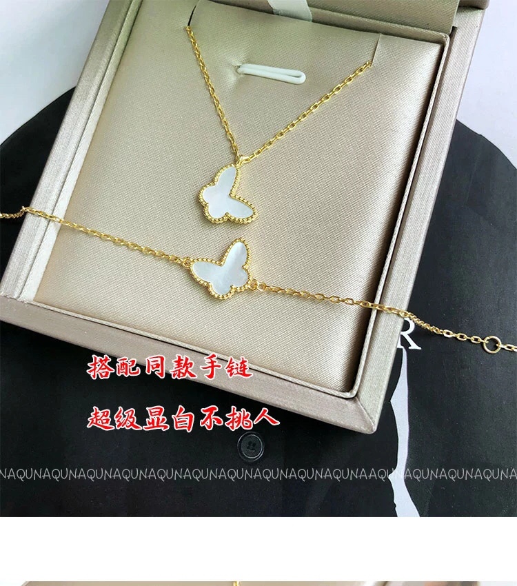 NO:101436,VCA white shell butterfly set, a good choice to expose your collarbone, small and chic, Vac necklace, Vca bracelet, necklace, bracelet19860909VCA白贝小蝴蝶套装 露锁骨的好选择 小巧别致,Vac项链Vca手链,necklace,bracelet,Jewelry