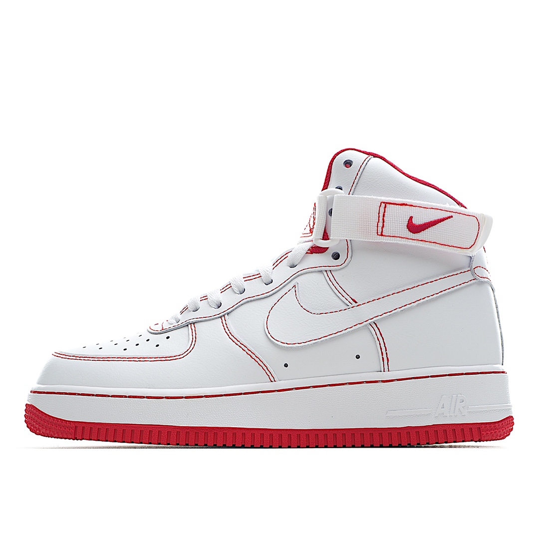 H0 NK Air Force 1 High ’07 白红 高帮红线 官方同步 原装级别 原楦头原纸板 打造纯正空军版型专注外贸渠道 全掌内置蜂窝气垫 原盒配件 原厂中底钢印、拉帮完美 官方