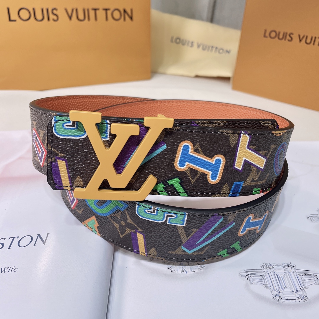 Louis Vuitton Belts Calfskin Canvas Cowhide