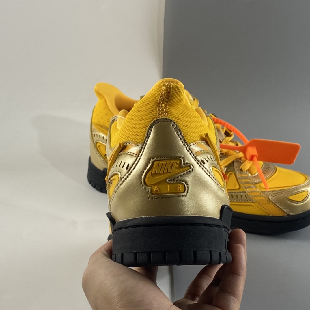P420  Off-White x NIKE Air Rubber Dunk”University Blue”2.0橡胶扣篮系列皮革框架低帮休闲运动滑板板鞋“OW金黄黑底”CU6015-700