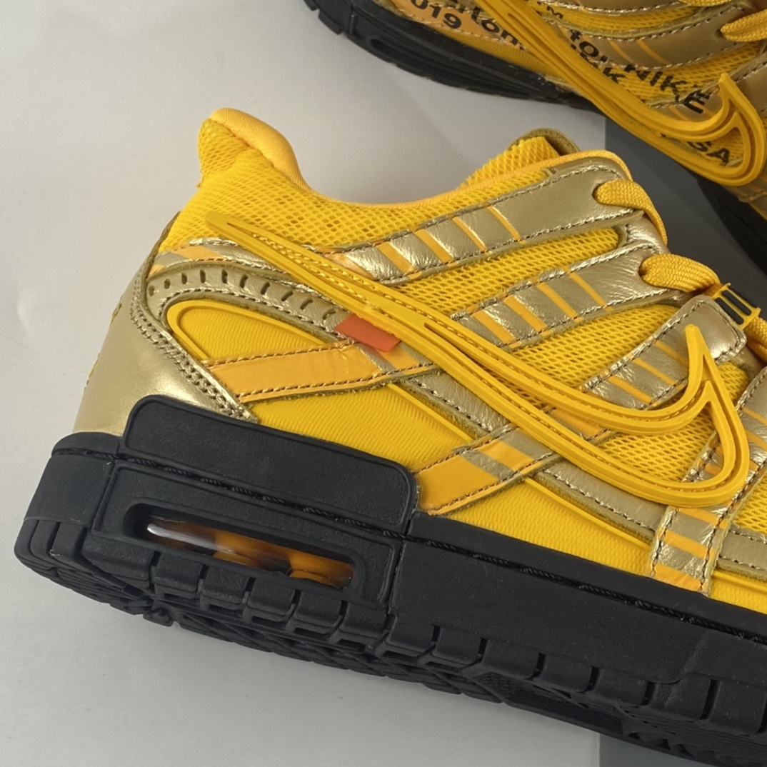 P420  Off-White x NIKE Air Rubber Dunk”University Blue”2.0橡胶扣篮系列皮革框架低帮休闲运动滑板板鞋“OW金黄黑底”CU6015-700