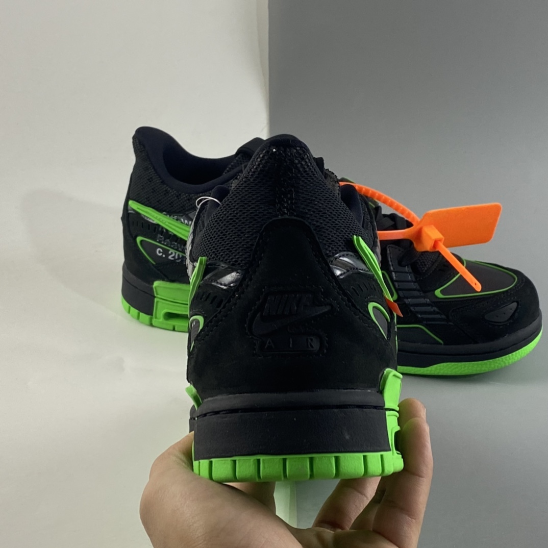 P420  Off-White x NIKE Air Rubber Dunk”University Blue”2.0橡胶扣篮滑板板鞋“OW黑暗灰荧光绿”CU6015-001