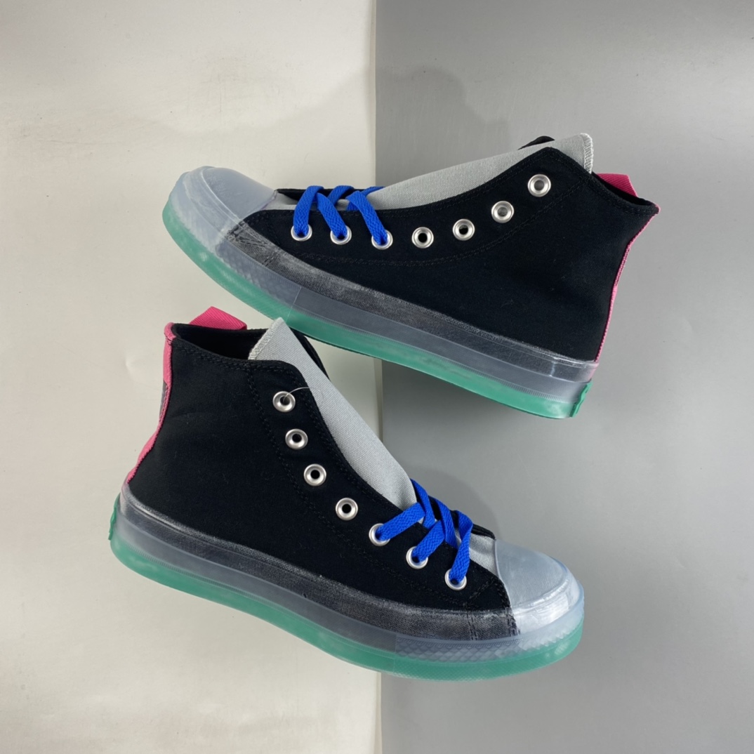 P160  CONVERSE Chuck Taylor All Star CX中性水晶果冻底绿色绿标撞色帆布高帮鞋  170834C