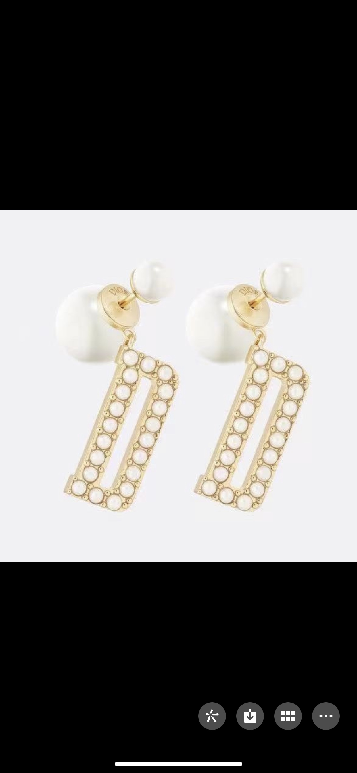 Dior CD Pearl Earrings - Gold Finish Metal and White Resin Pearls
