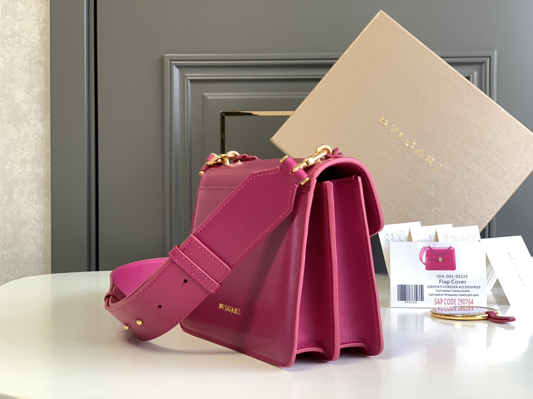 BVLGARI宝格丽石晶紫色小羊皮Serpenti Forever 系列肩背包61879