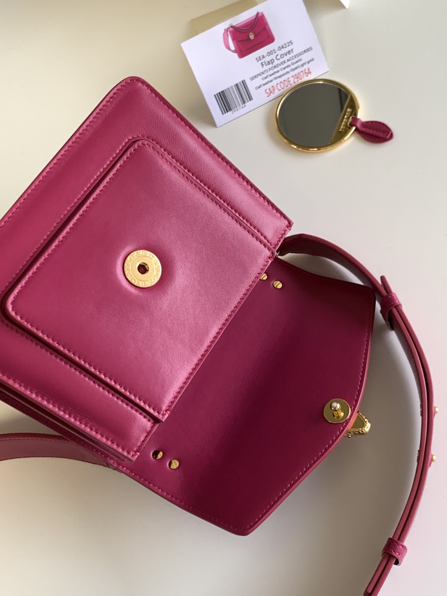 BVLGARI宝格丽石晶紫色小羊皮Serpenti Forever 系列肩背包61879