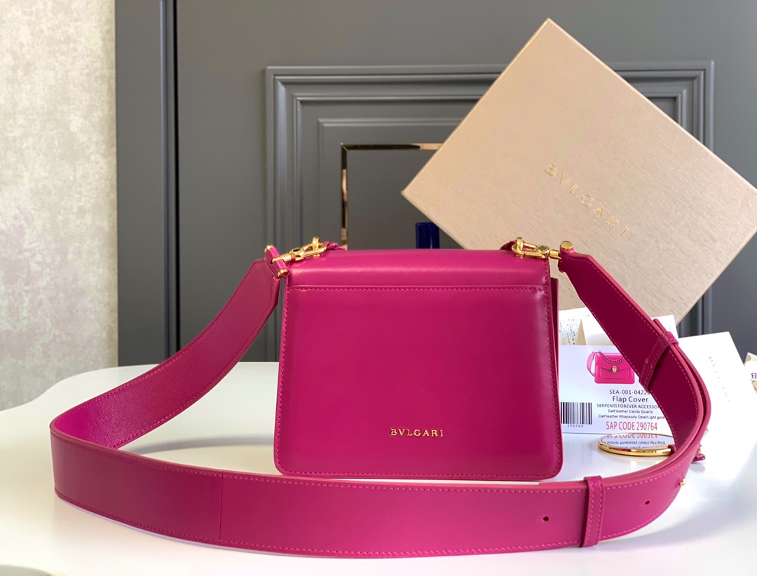 BVLGARI宝格丽石晶紫色小羊皮Serpenti Forever 系列肩背包61879