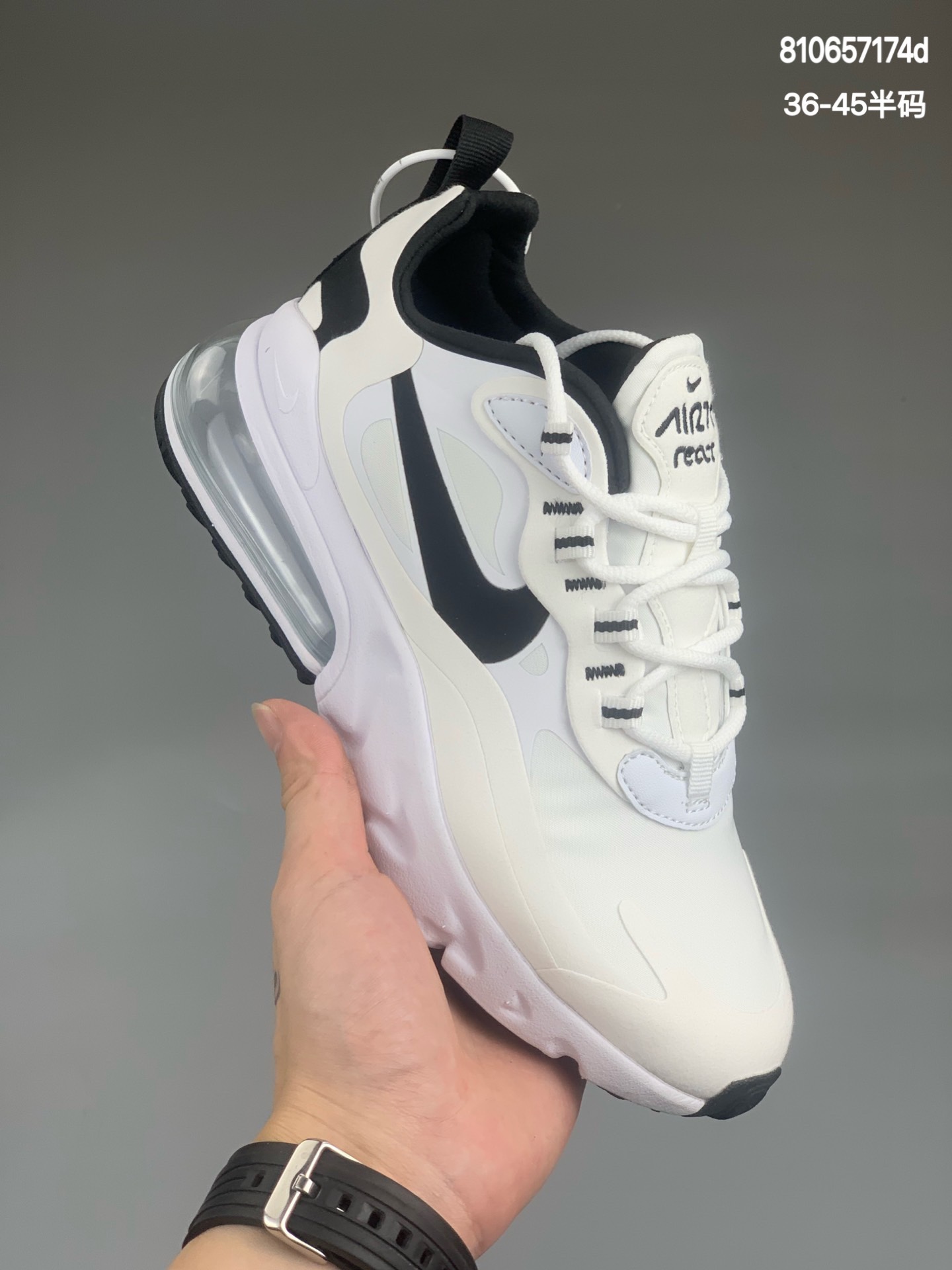 
公司级耐克Nike React Air Max 270V2 半气垫步跑鞋 灵感来自度年获奖模型的鞋子，这双的鞋半透明鞋面穿过的它鞋头和轮廓，同时还沿着眼睛下留来，Barely Volte中隐藏部的分是盲目的，偏离了盖覆的Frosted Spruce swoosh，融入了头舌和内衬货号:CT1264-101
尺码:36-45（半码）
编码:810657174d