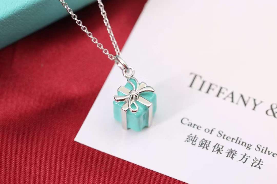 Tiffany & Co. Tiffany&Co.蓝色礼物盒 纯银锁骨项链