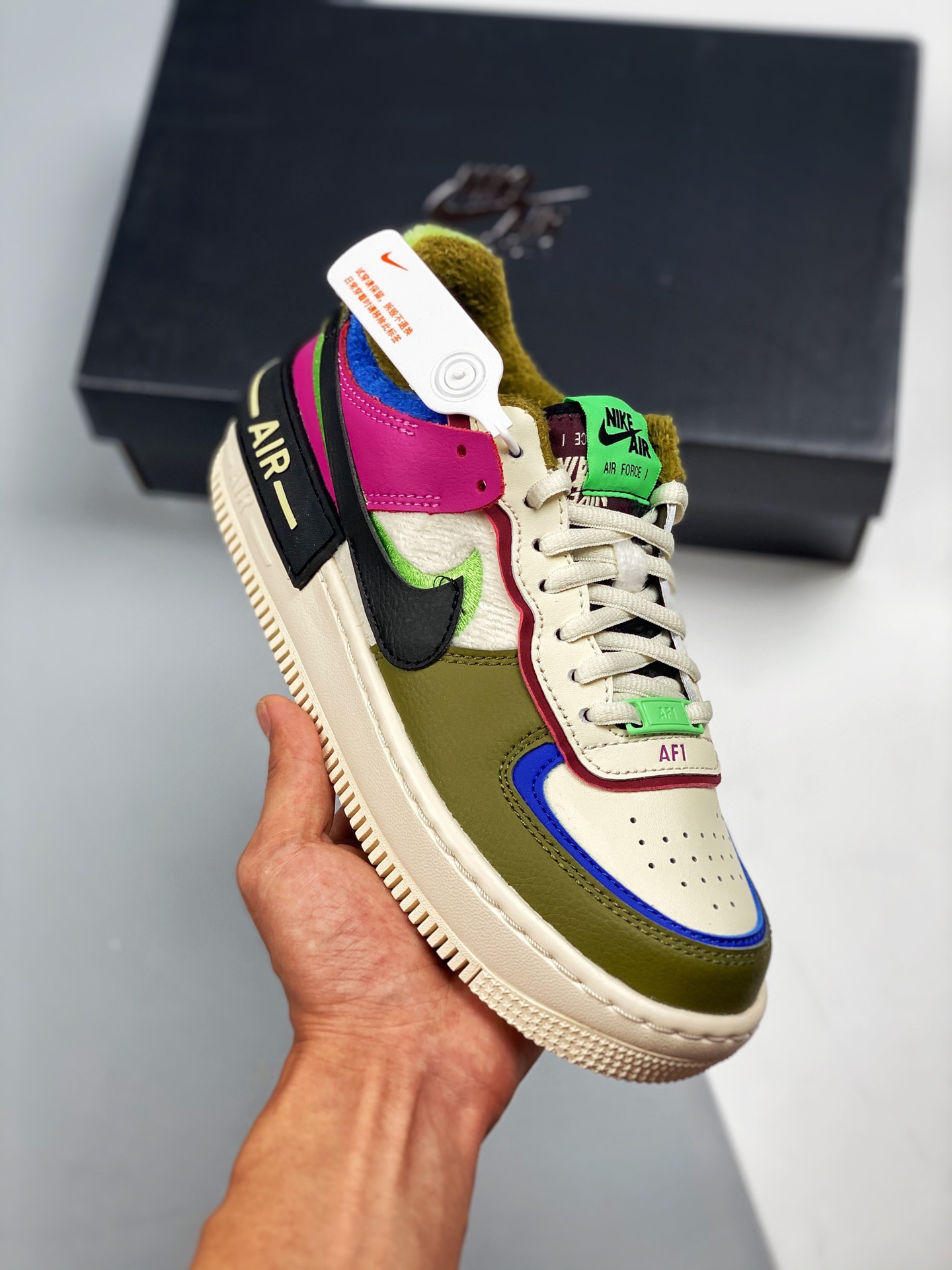 Oferta especial 👋👋 Air Force 1 Shadow verde oliva empalmado, ligero, plataforma, zapatillas casuales de caña baja, "m…