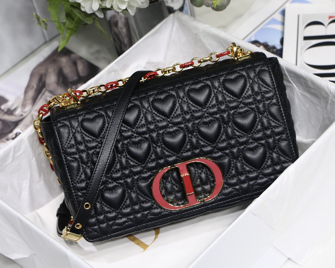 Dior Caro сумка из телячьей кожи с сердечным узором каннаж и цепочкой-плечевым ремнем