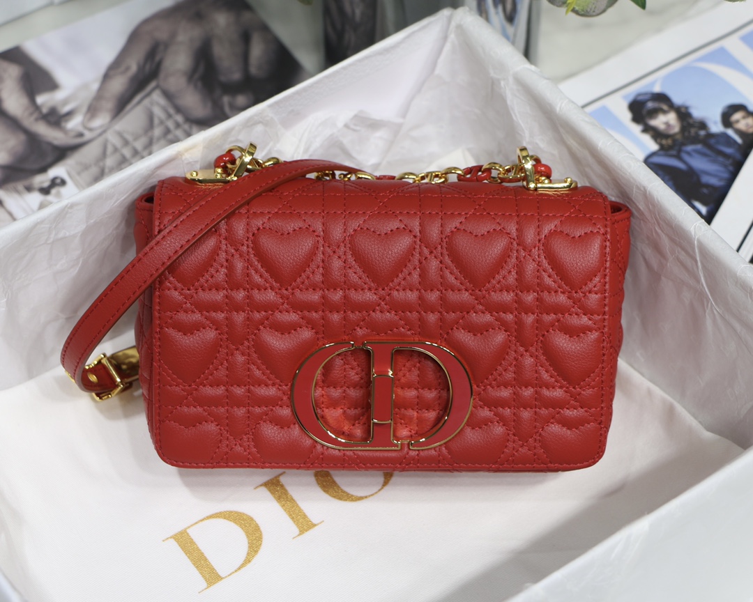 Dior Caro petit sac en cuir de veau cannage avec chaîne