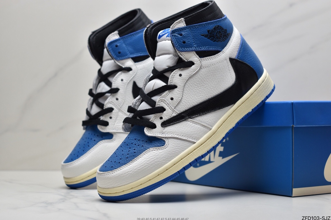 280 Travis Scott x Fragment x Air Jordan 1 Low“Military Blue”闪电倒钩高帮DM7866-140
