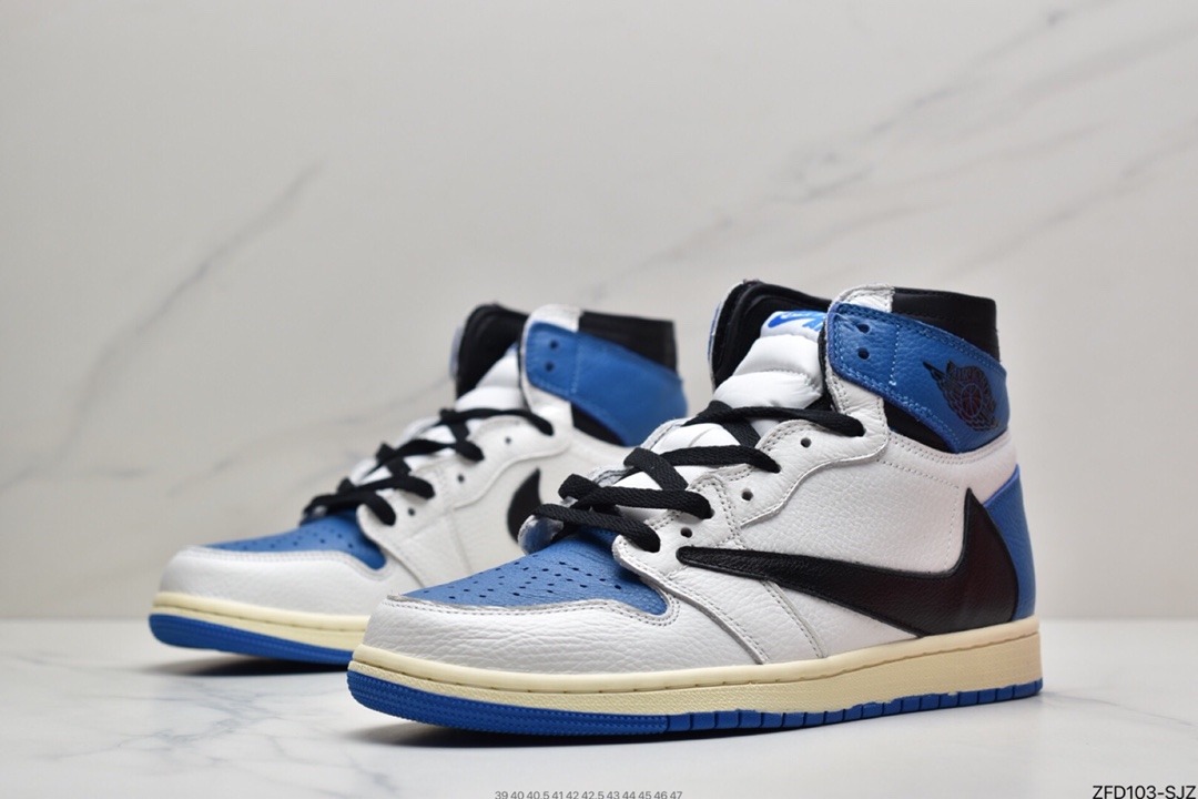 280 Travis Scott x Fragment x Air Jordan 1 Low“Military Blue”闪电倒钩高帮DM7866-140