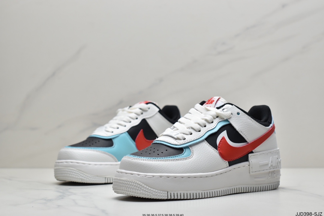 130 耐克Air Force 1 Shadow 黑白绿 蒂芙尼轻量增高低帮百搭板鞋”拼接马卡龙”CZ7929-100