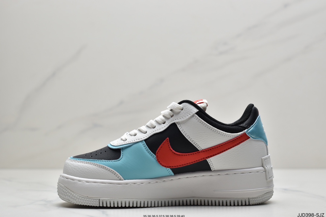 130 耐克Air Force 1 Shadow 黑白绿 蒂芙尼轻量增高低帮百搭板鞋”拼接马卡龙”CZ7929-100