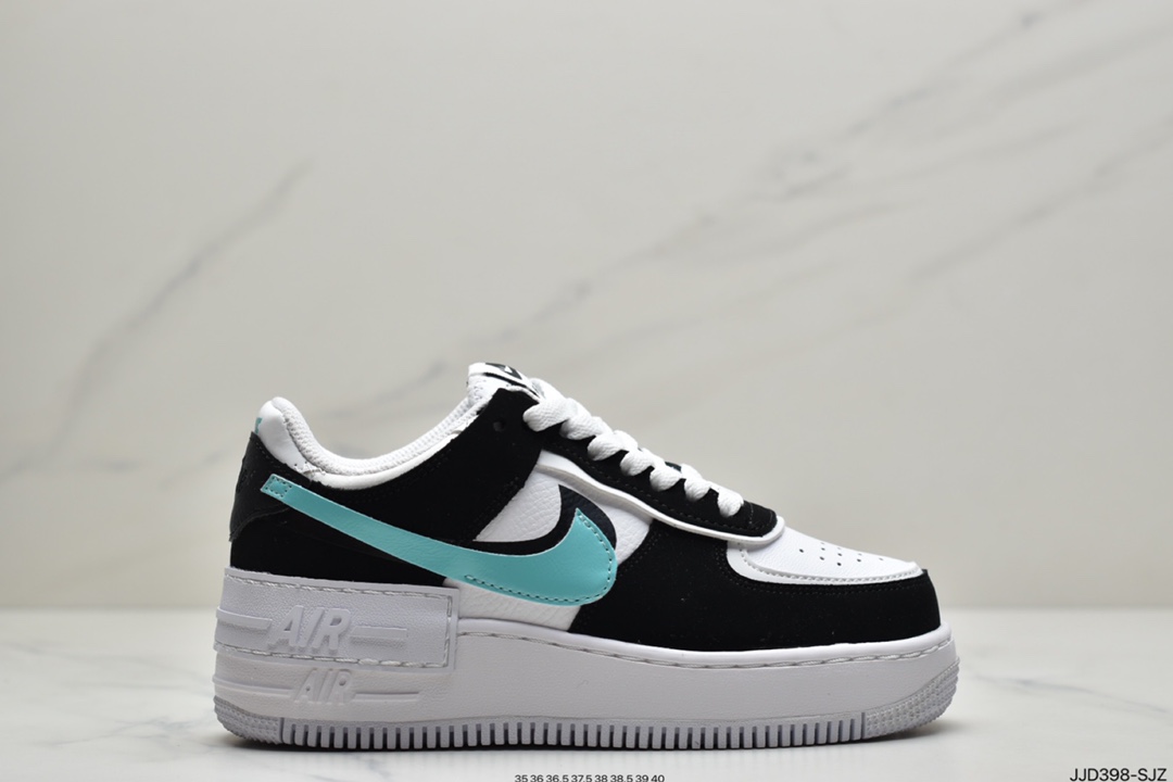 130 耐克Air Force 1 Shadow 黑白绿 蒂芙尼轻量增高低帮百搭板鞋CZ7929-100