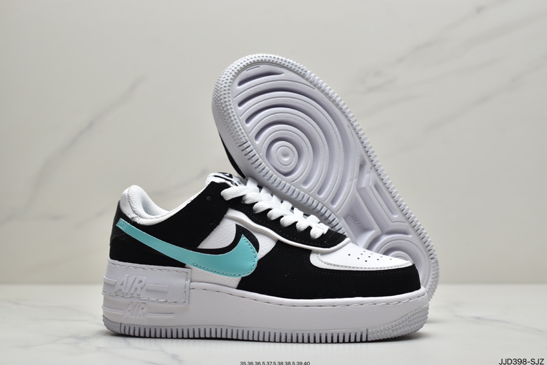 130 耐克Air Force 1 Shadow 黑白绿 蒂芙尼轻量增高低帮百搭板鞋CZ7929-100